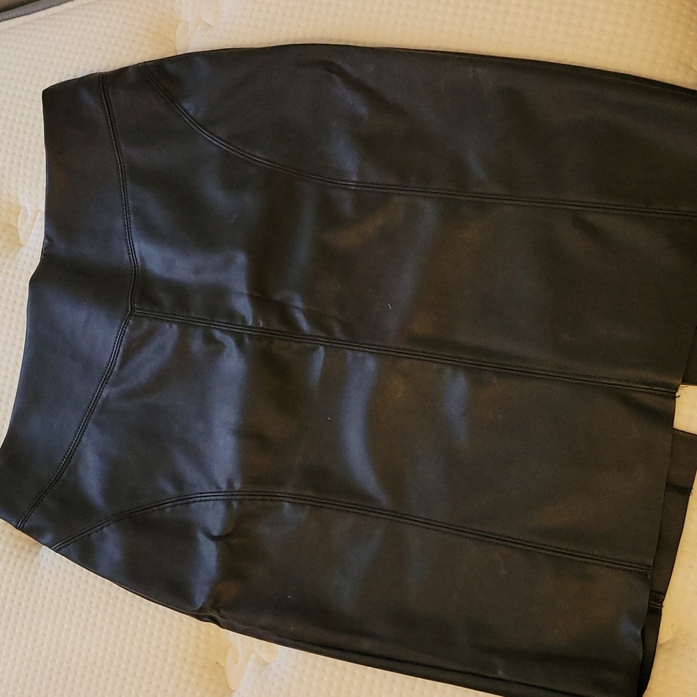 High waisted leather skirt